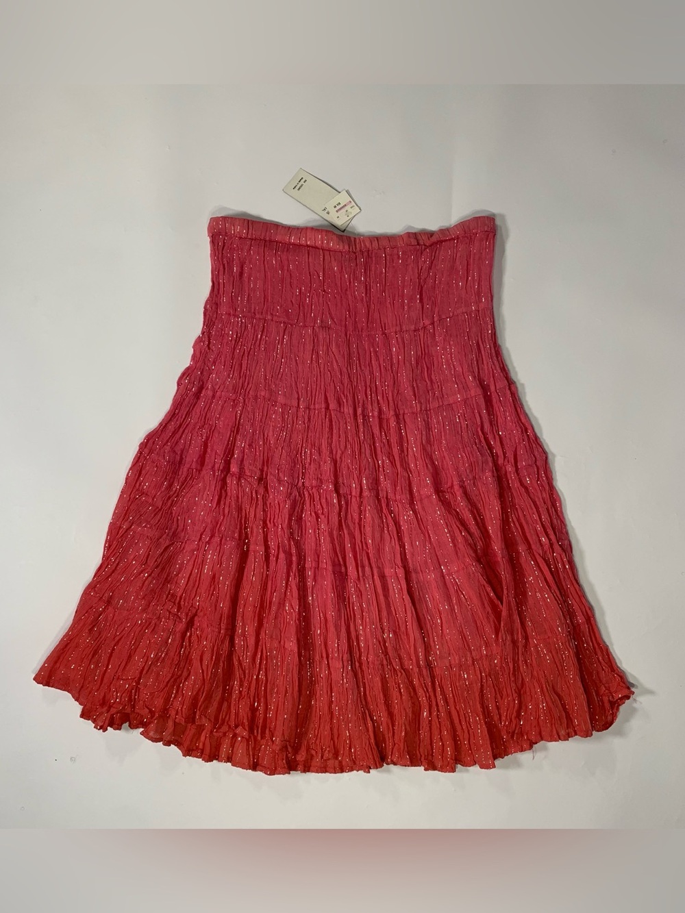 NWT Y2K Studio Spa Pink Ombré Metallic Tiered Midi Skirt